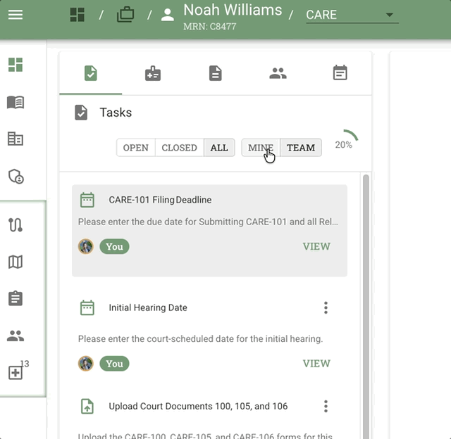 Open/Closed/All Tasks Filter
